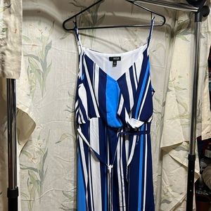 Blue stripped high low dress
